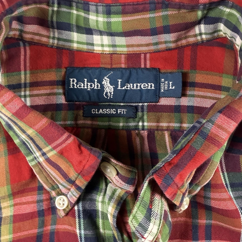 Ralph Lauren Shirt Mens Large Red Plaid Button Down Pony Classic Fit Preppy - Picture 6 of 14